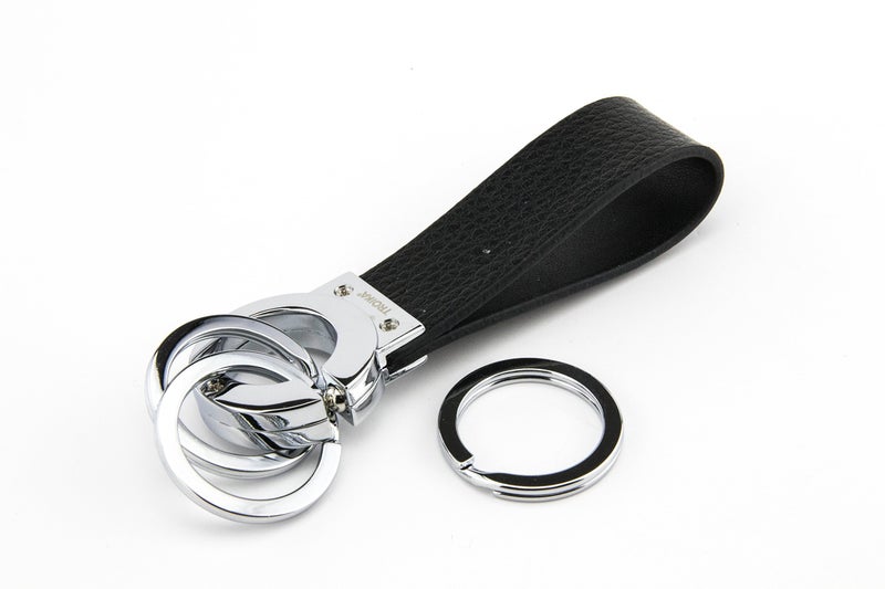 TROIKA Key-Click â€“ KR8-02/LE â€“ Keyring with Practical"Click-Lock" â€“ 3 Metal Rings â€“ Leather/Imitation Leather/Metalâ€“ Shiny â€“ Chrome Plated â€“ Silver, Black â€“ TROIKA-Original - Image 5